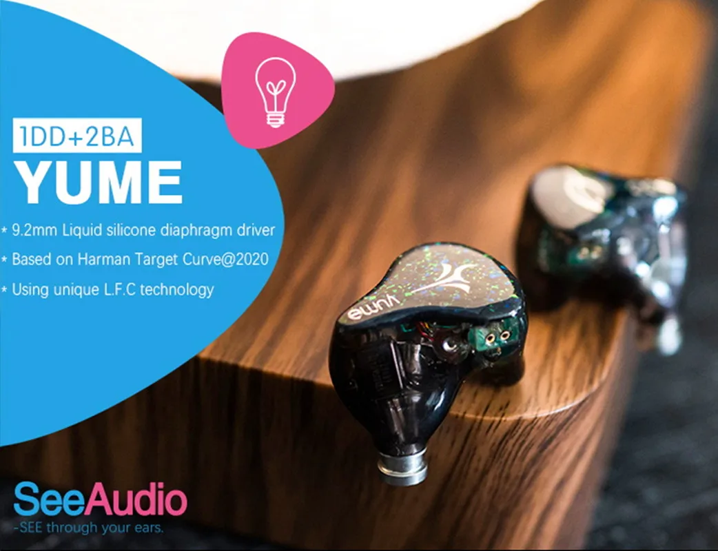 Наушники SeeAudio Yume 1DD 2BA HIFI Гибридный привод DJ музыкальный монитор IEM гарнитура с 2