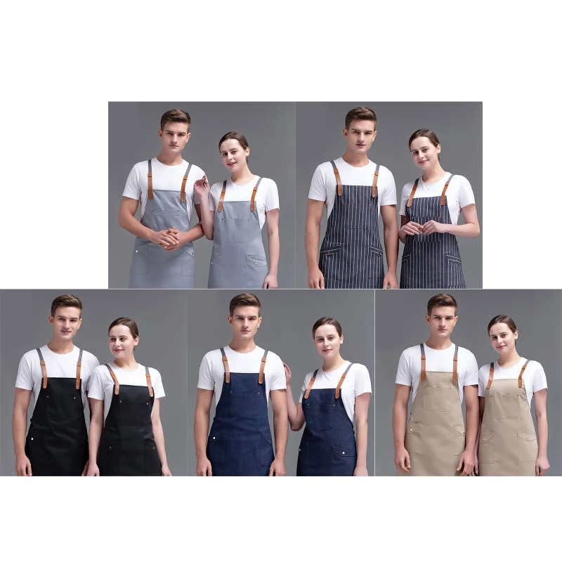 

Fashion Chef Apron Hat Set Adults Kitchen Apron with Pockets Adjustable Baker Costume for Men Women Baking Painting Cooking