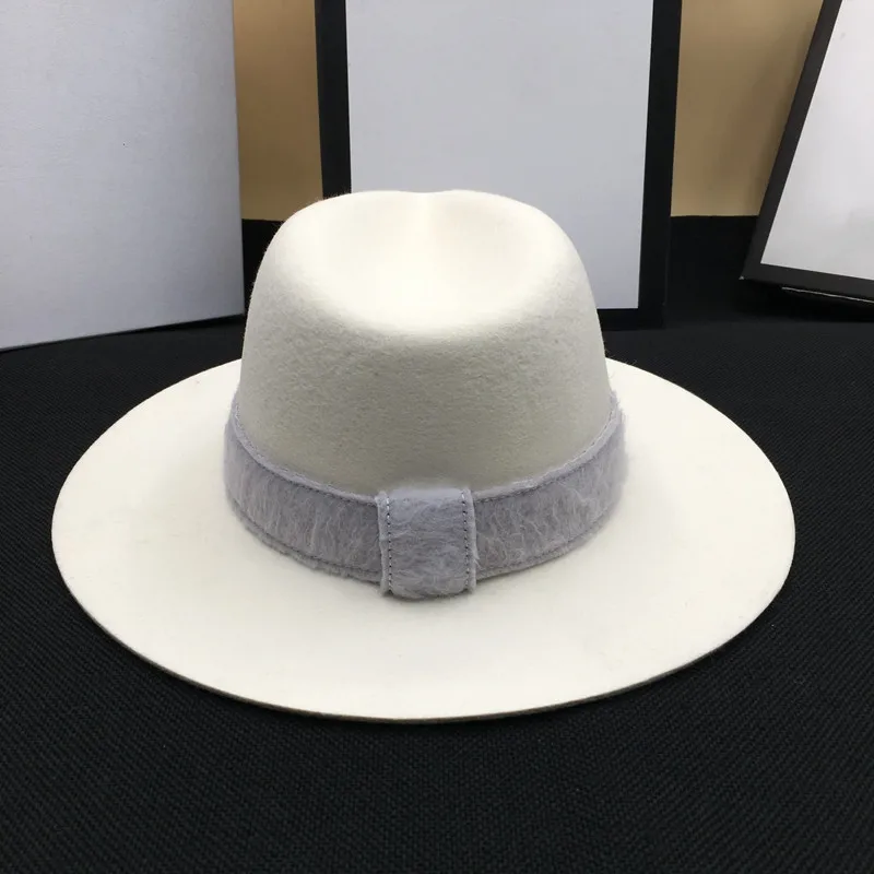 Шерстяная шляпа белая джентльмена модная под фетром Панама|Мужские фетровые