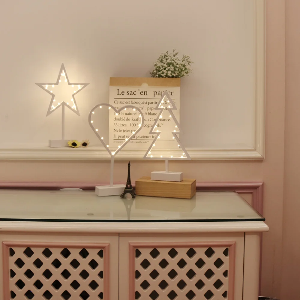 Креативный светодиодный ночник в форме сердца звезды дерева травы ротанга