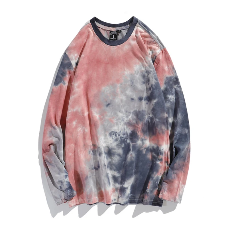 

Autumn Long Sleeve Tie Dye T Shirt Women Male Female Couples Hip Hop Streetwear 100% Cotton Harajuku Printed Tops 2021