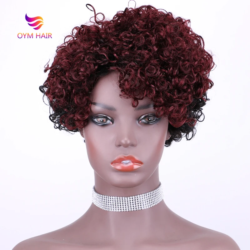 

Парики из натуральных волос Короткие афро кудрявые вьющиеся боб парики для чернокожих женщин Реми # T1B/27 Омбре парик из натуральных волос Ко...