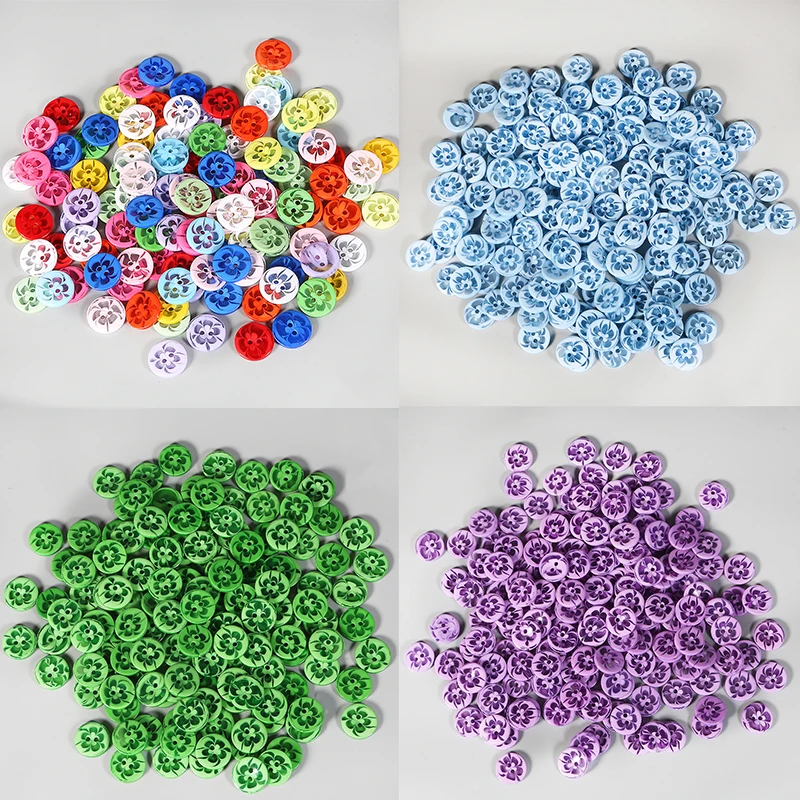 100 шт. высококачественные разные прозрачные крашеные полимерные пуговицы в форме