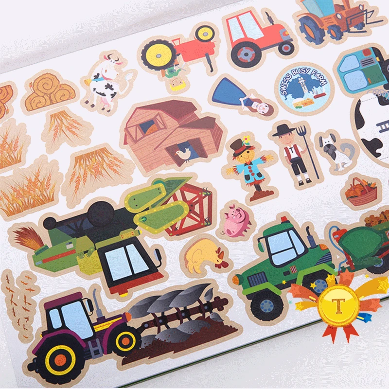 Новые многоразовые наклейки книга игровой коврик коллекция детский Развивающий