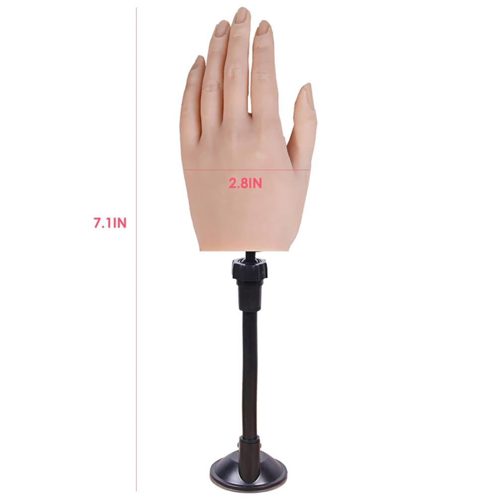 

Professional Silicone Nail Art Training Hand with Bracket Flexible Bendable Nail Practice Model Soft Plastic Hand Manicure Tool