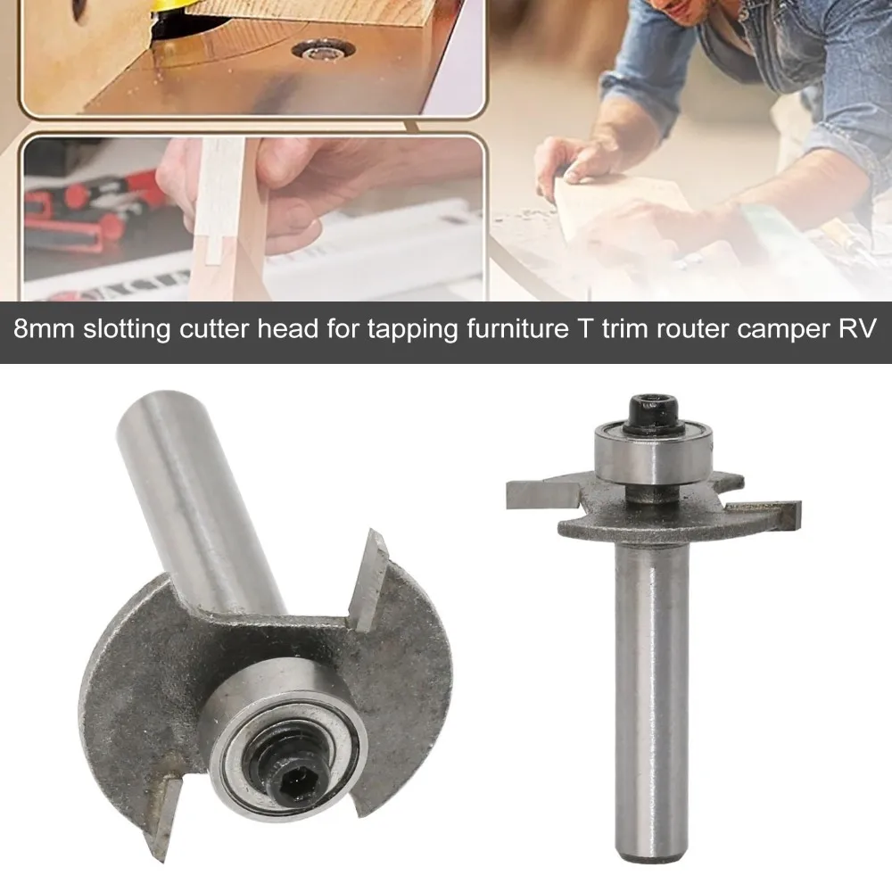 

8mm T-Slot Milling Cutter Bit For Knock On Furniture T Trim Router Campervan Motorhome