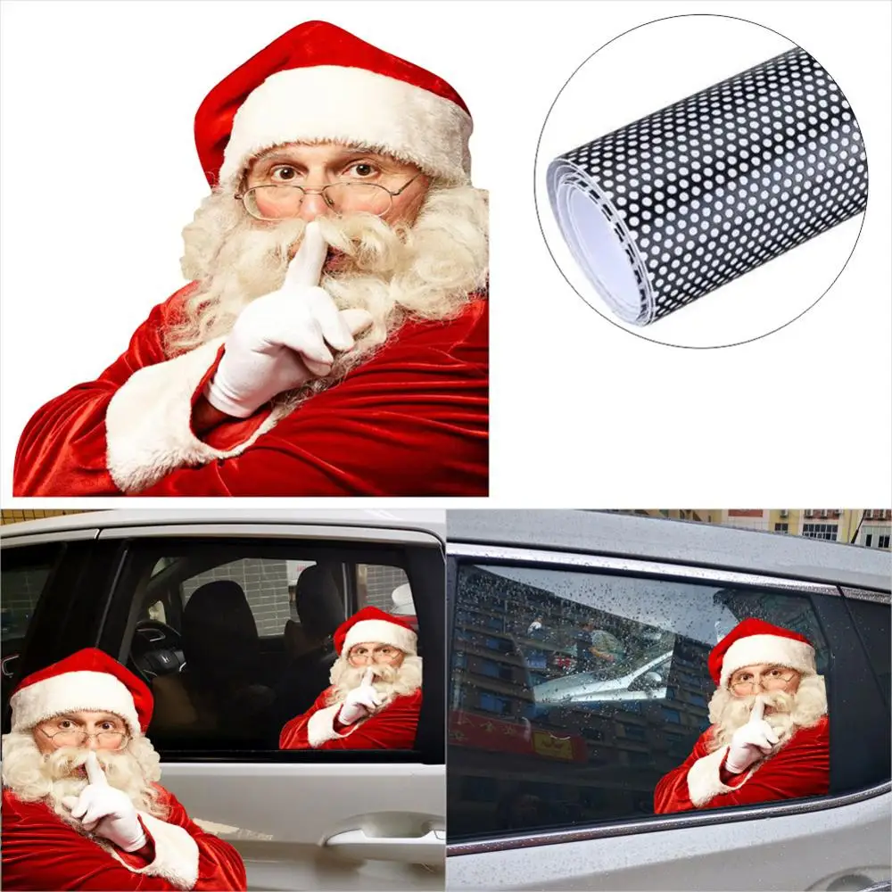 

2PC Car Window Stickers Right/Left-Side Christmas Auto Vehicle Window Santa Claus Window Cling Vinyl Sticker Decal Ch