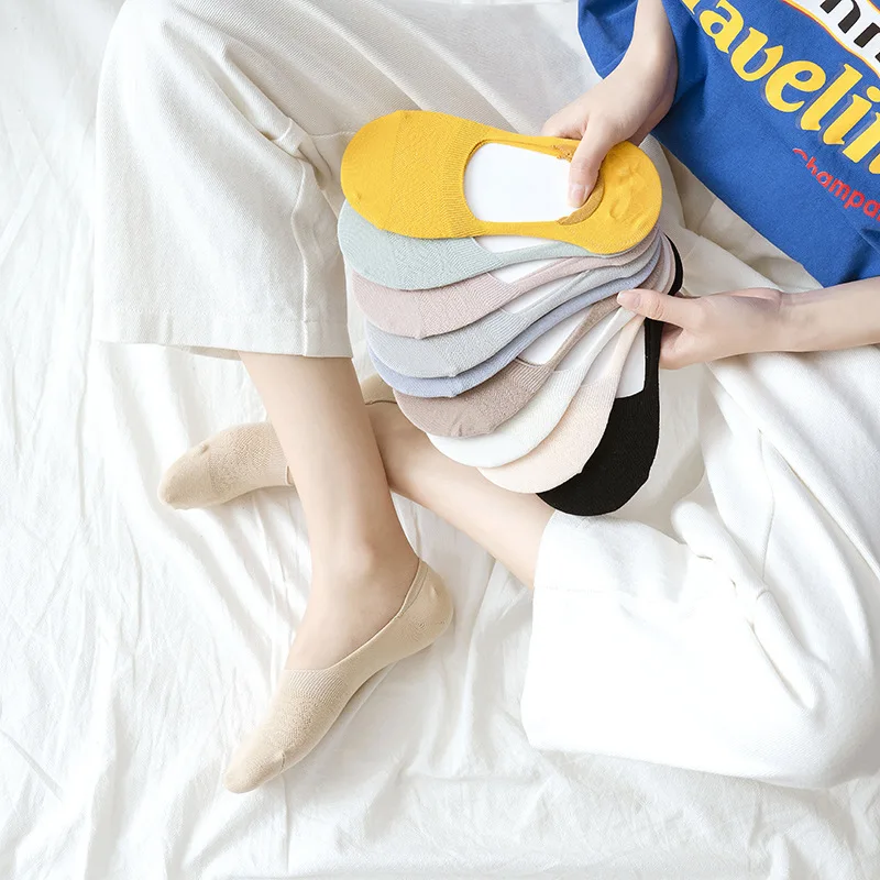 

Pure cotton women's boat socks shallow mouth hollow socks Japanese thin non-slip mesh invisible socks