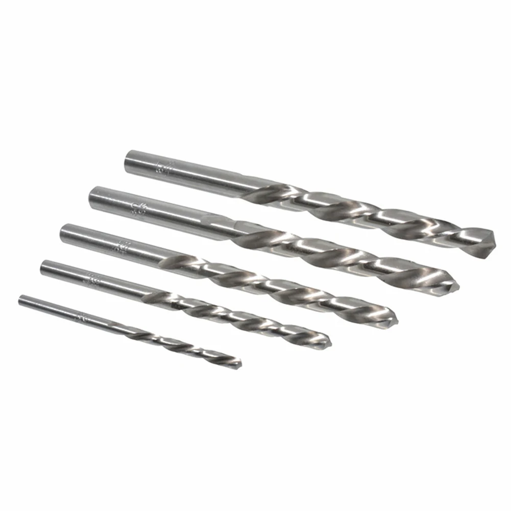 

5pcs Twist Drill Small Bit Straight Handle Strong Toughness Wooden Portable High Speed Steel HSS Drilling Bit