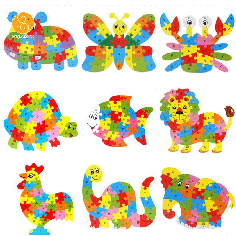 Алфавит черепаха Бегемот головоломка Бабочка Животные Пазлы подарки на день