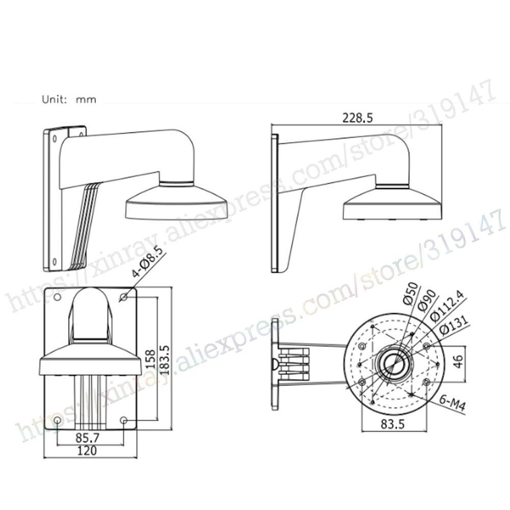 Hikvision кронштейн DS 1273ZJ 130 TRL настенный для 2CD2312 I 2CD2332 2CD2335 2CD3312 2CD3332 и т. д.|bracket mount|bracket
