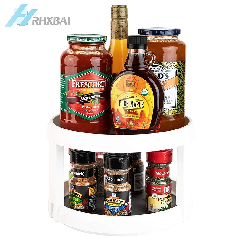 360° rotating spice rack organizer seasoning holder condiments storage lazy susans home supplies for kitchen bathroom cabinets free global ship