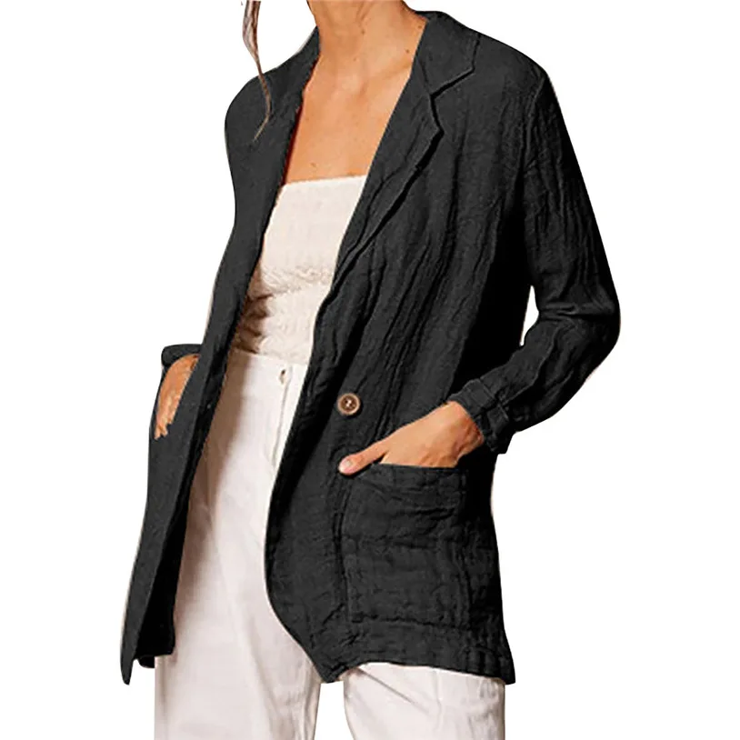 Длинная женская верхняя одежда из черного и белого льна женские пальто J30 |