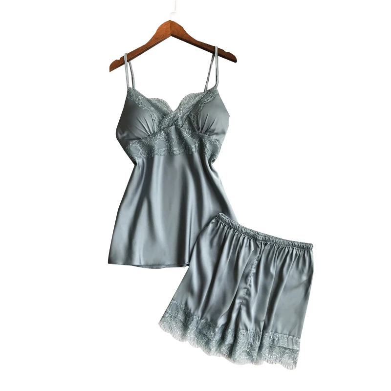 Пижама женская атласная из вискозы пикантный пижамный комплект с шортами модная