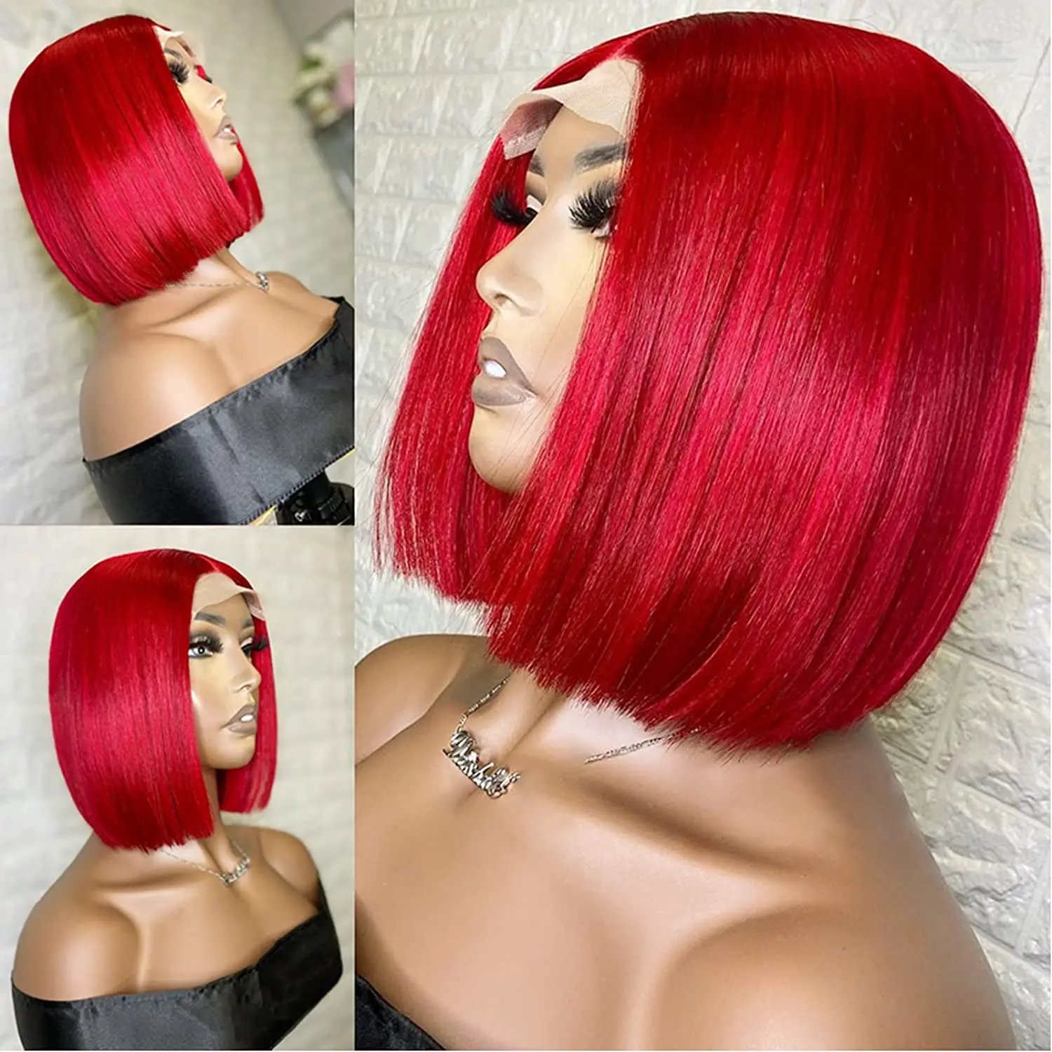 Red Hair Color Lace Front Wigs with Baby Hair Pre Plucked Synthetic Heat Resistant Fiber Hair Lace Wig Middle Part