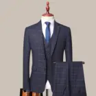 Мужской модный деловой костюм из трех предметов в клетку, эксклюзивный приталенный костюм для свадебного платья, костюм из пиджака, жилета и брюк, 2021