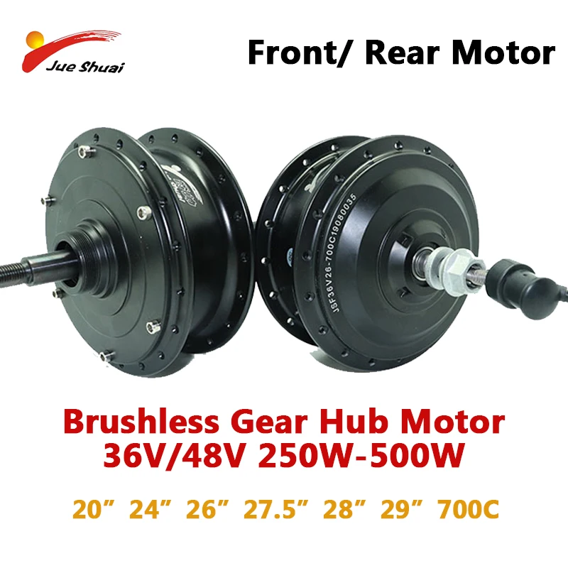 Bestellen Schwarz Hub Motor Für Elektrische Bike 250W 350W 500W Bürstenlosen Getriebe Vorne Hinten Freilauf Stick Ebike 20