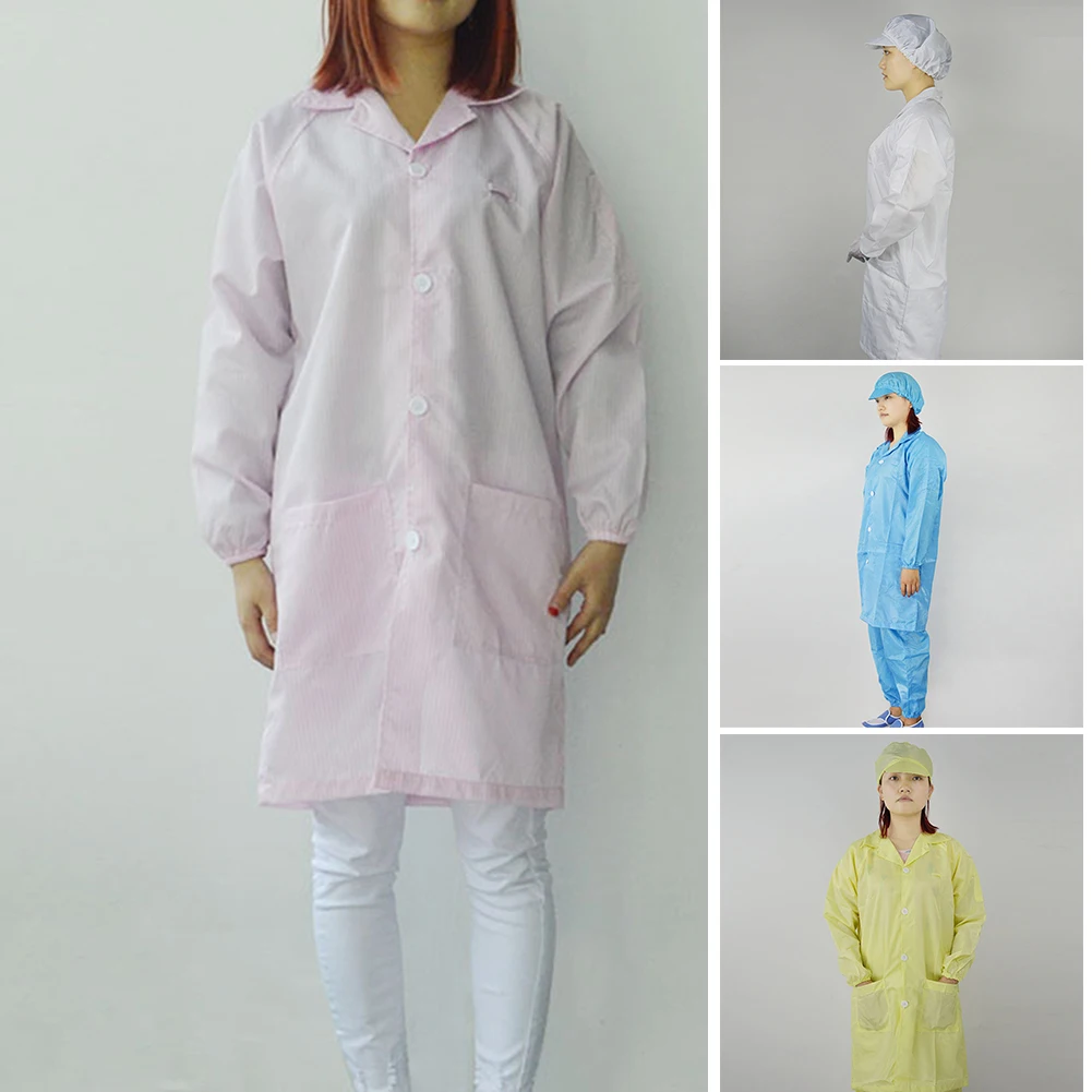 

Anti-static Smock Cleanroom Suit Overalls Dust-proof Lab Coat Isolation Gown Reusable Coveralls TT@88