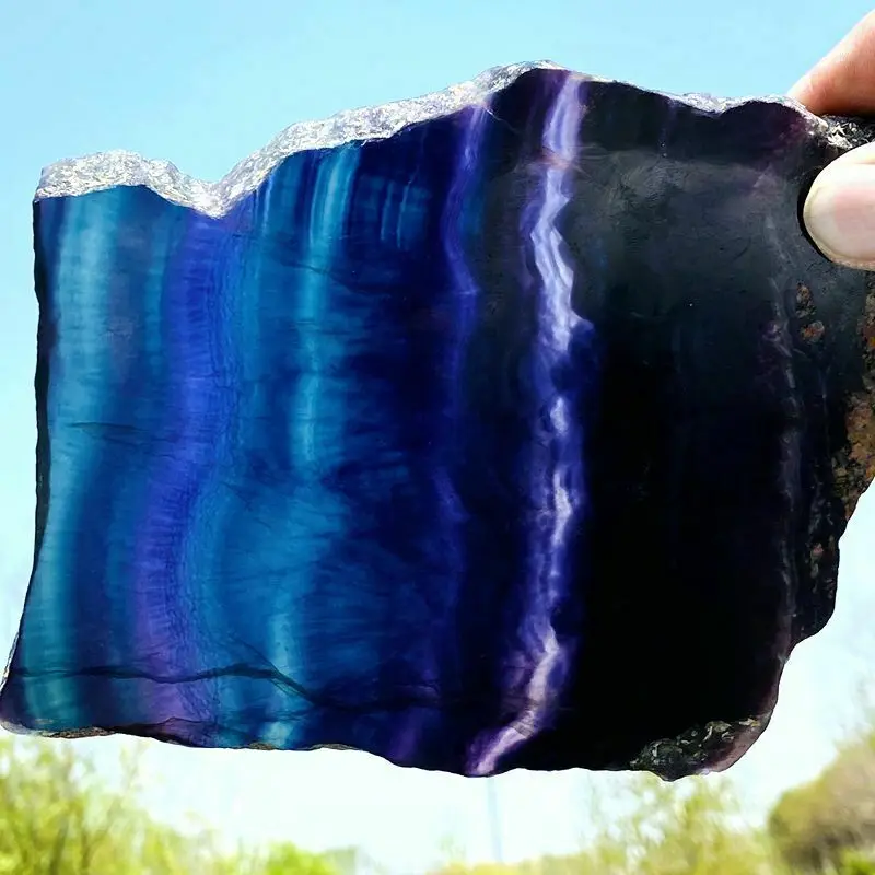 

Natural color fluorite section quartz crystal sheet mineral specimen