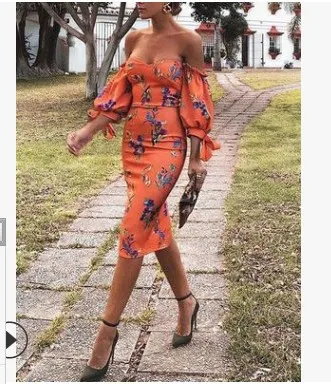 

2021 Summer and Autumn Sexy Wrapped Chest One-Neck Pencil Skirt Dress