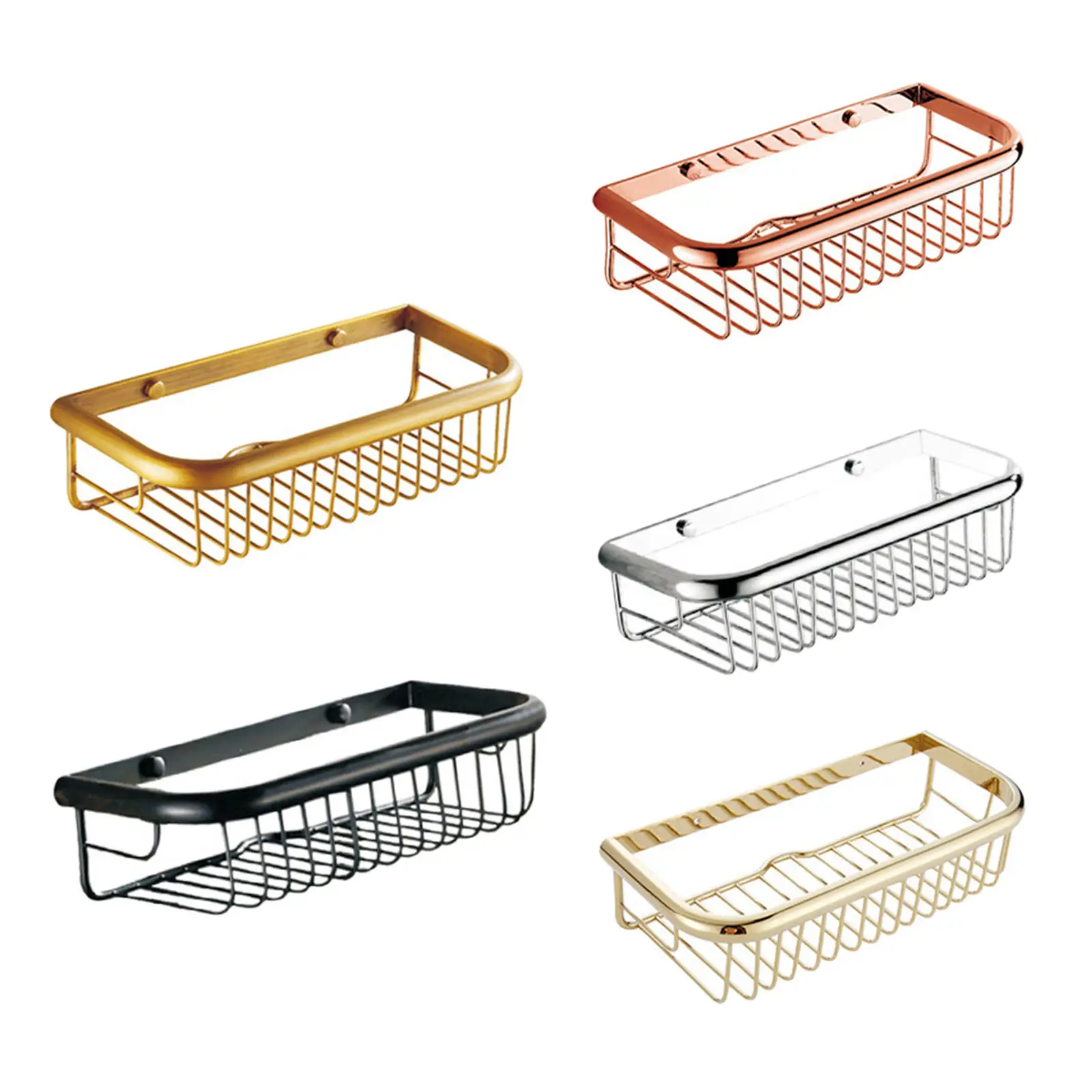 Rectangular Copper 30cm Bathroom Shower Shelf Caddy Basket, Durable