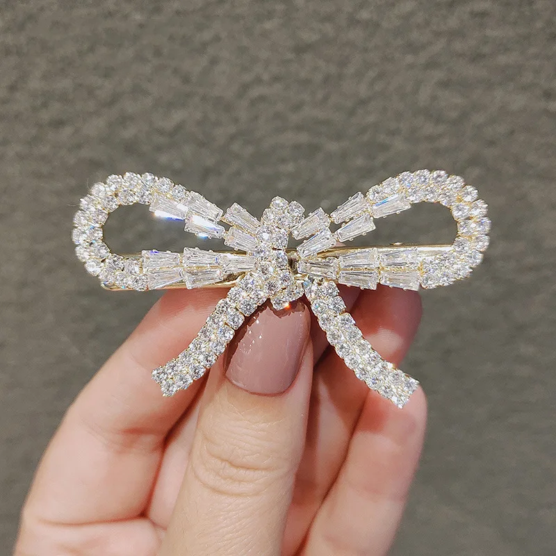 

New Product Temperament Bow Hairpin Zirconia Bangs Clip Side Clip INS Girl Duckbill Clip Net Red Hairpin