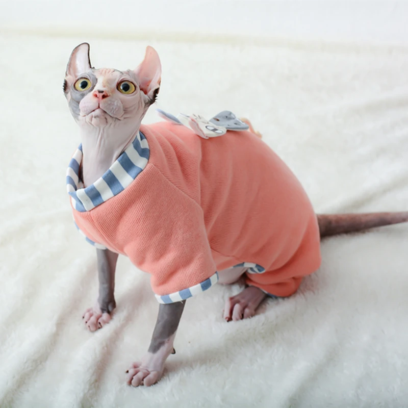 

Winter Hairless Cats Clothes For Sphinx Dog Jumpsuit Small Medium Breeds Plus velvet Pets Kittens Costumes Clothing Warm Cotton