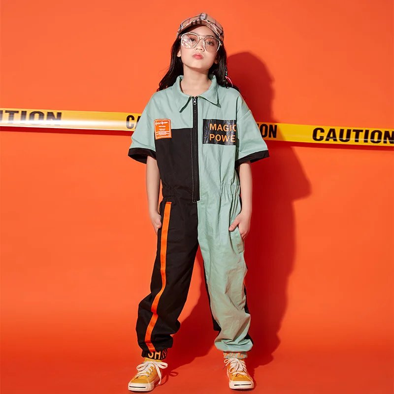 

New Hiphop Costume For Kids Jazz Dance Costumes Boys & Girls Street Dance Performance Jumpsuit Festival Party Rave Outfit