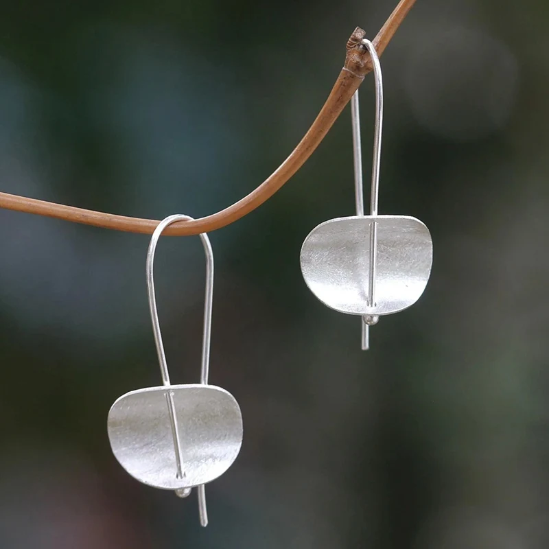 Серебряный вогнутые серьги матовые матовая отделка твердое кольца для женщин на