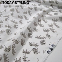 silk cotton fabric dress beige leopard large wide clothing cloth diy textile tissue