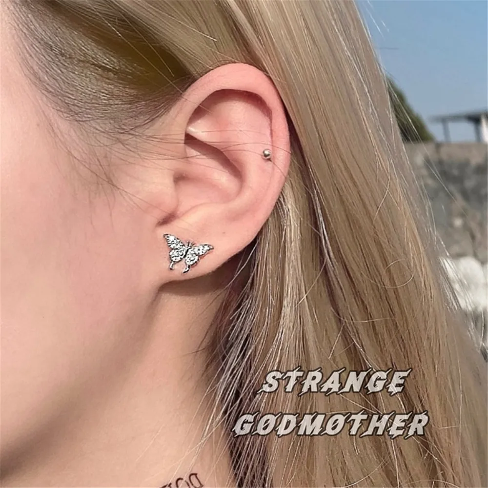 MLING 1 шт. Винтажные серьги-бабочки из золотого сплава с кристаллами | Украшения и