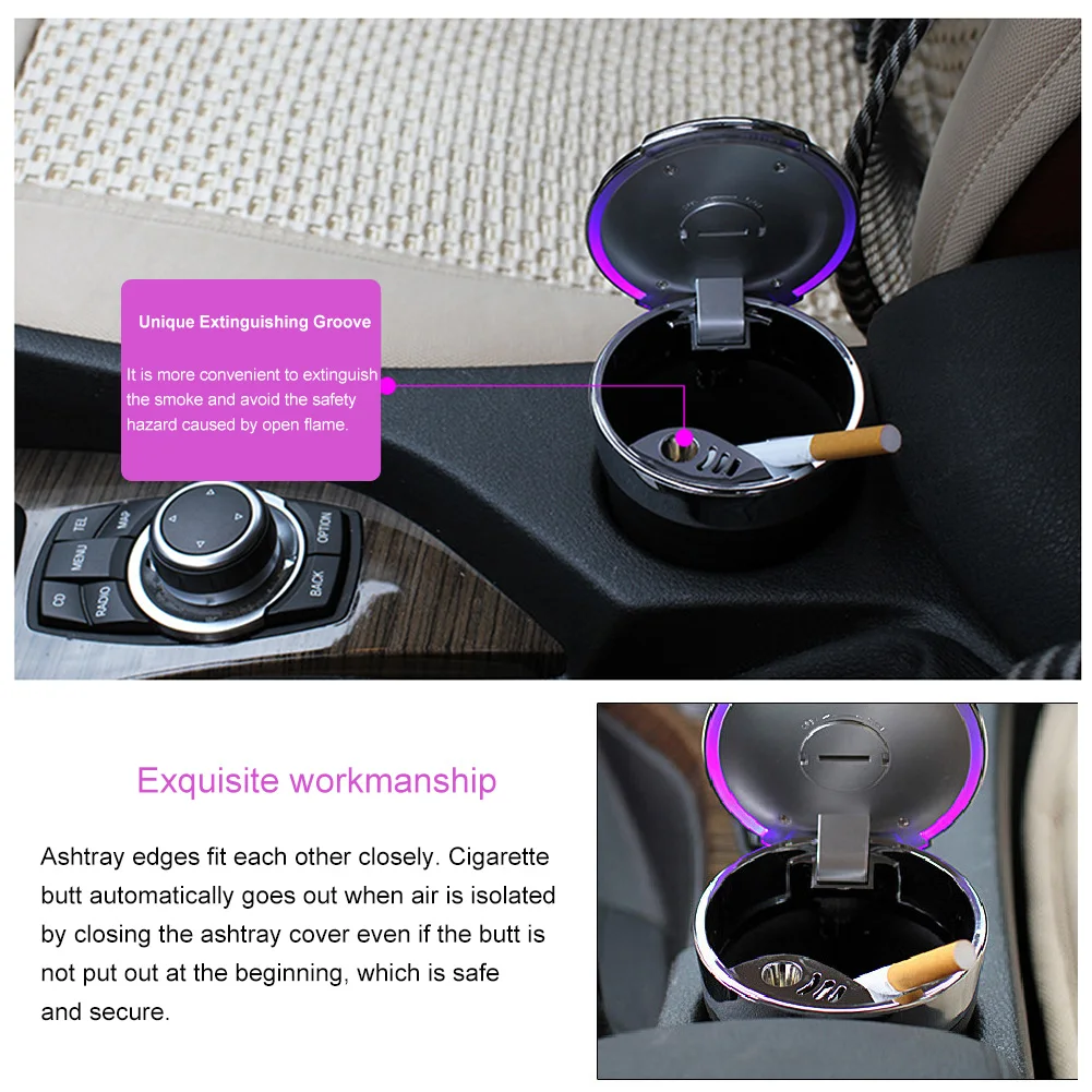 Бездымный автомобильный домашний двойной светодиодный светильник пепельница |