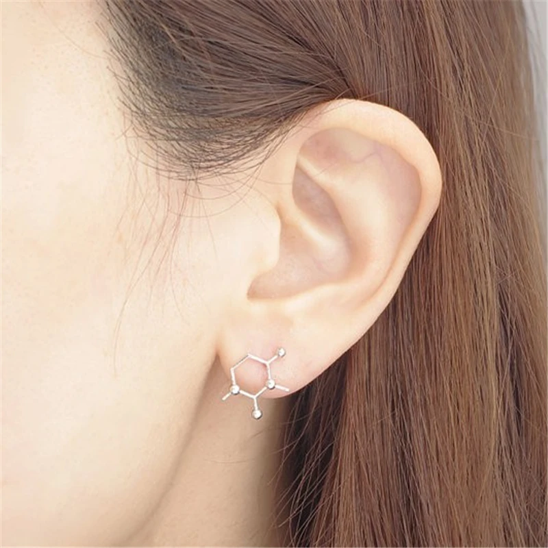 Fashion Molecular Geometry Stud Earrings Zinc Alloy Structure Of | Украшения и аксессуары