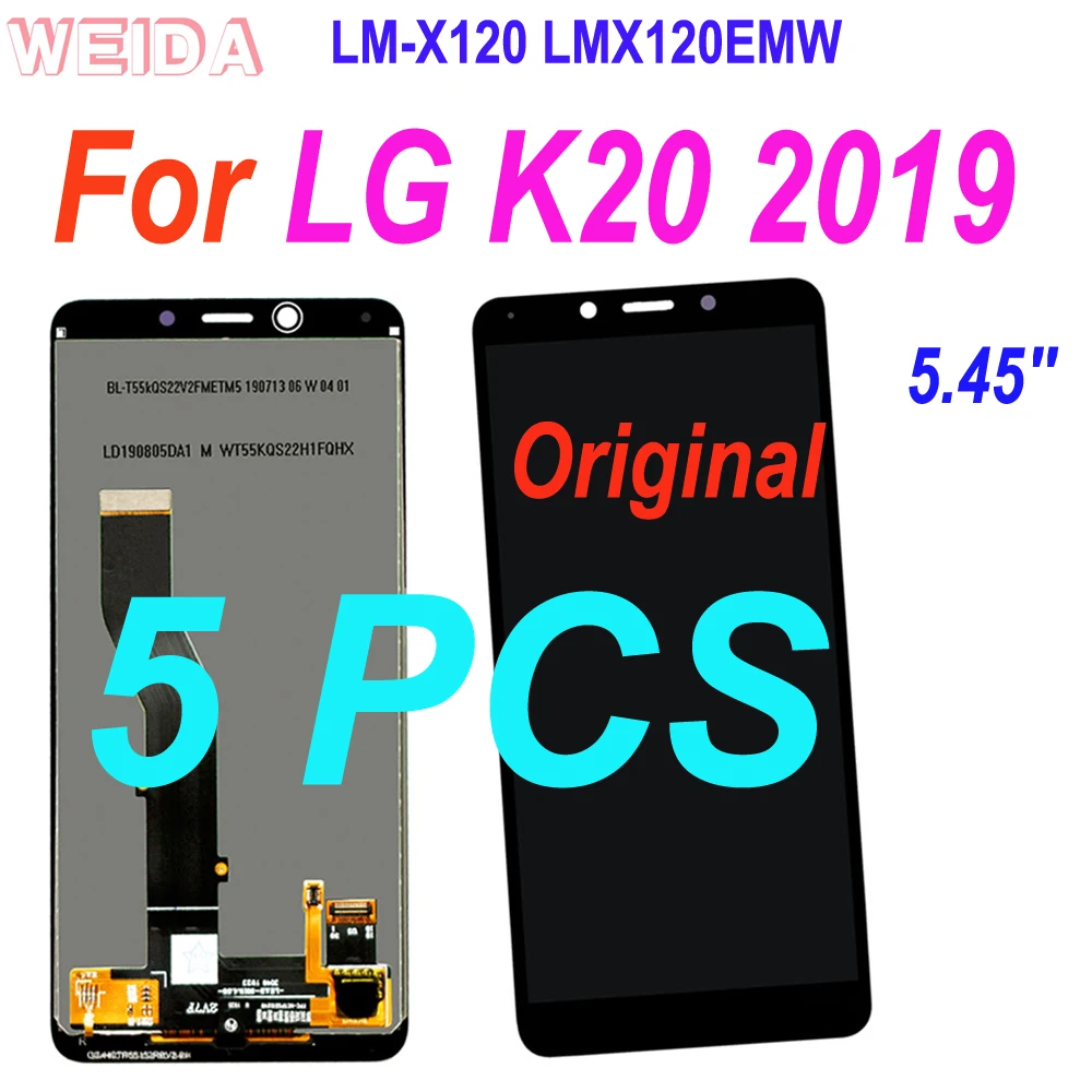 Pantalla LCD Original para LG K20 2019, montaje de digitalizador con pantalla t&aacute;ctil, reemplazo con marco para LG K20, LM-X120, LMX120EMW, 5 uds.-0
