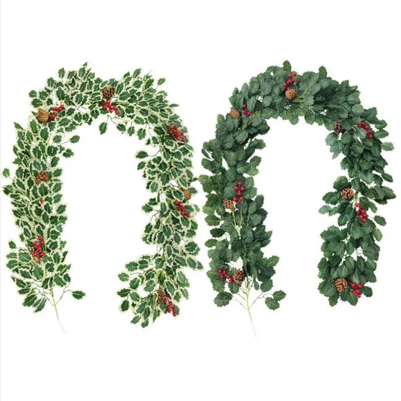 

Artificial Plant Gibberell Christmas Fruit Pine Cone Wedding Arch Decor Fake Plant Leaf Rattan Trailing Fake Flower Home Decor