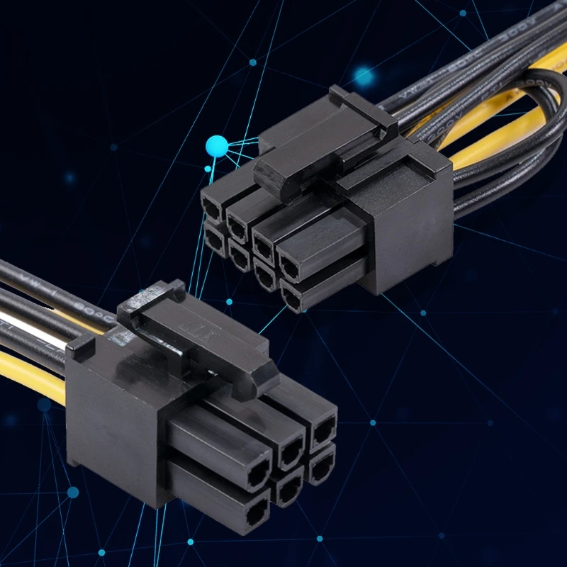 

6pin to 6+2Pin Power Supply Pin Adapter Cable GPU 6 Pin Female to 8Pin Female Power Cord for 7.87inch