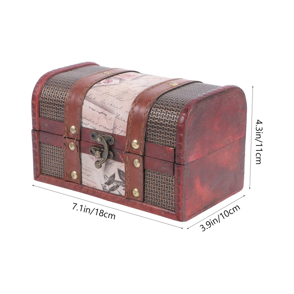 

1Pc Decorative Wooden Box Vintage Jewelry Case Household Storage Container