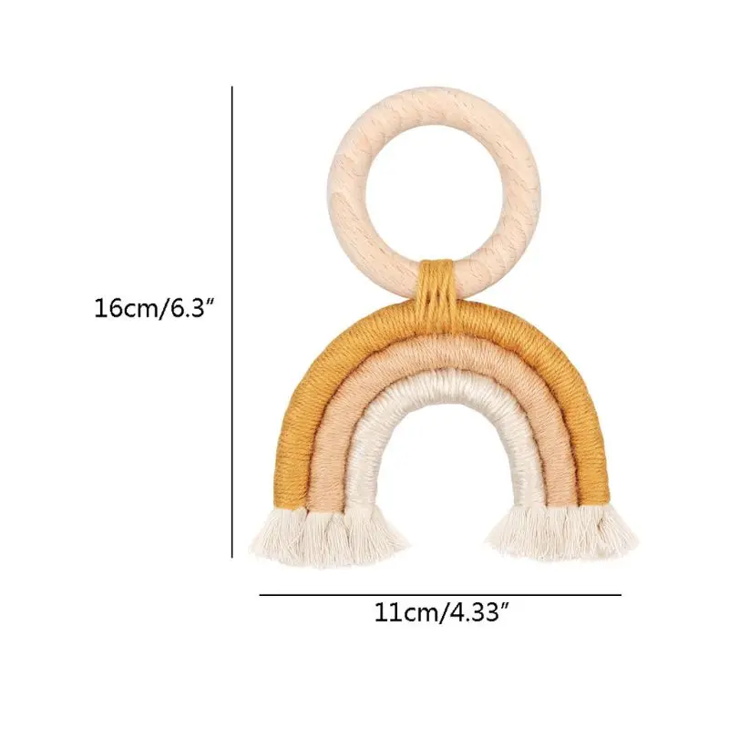

Rainbow Teething Toys Safe Organic Wooden Ring Baby Wood Teether Nursing Toys 19QF