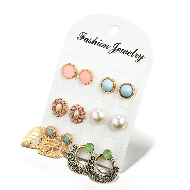 Винтажные геометрические серьги-гвоздики Комплект сережек для женщин и девочек