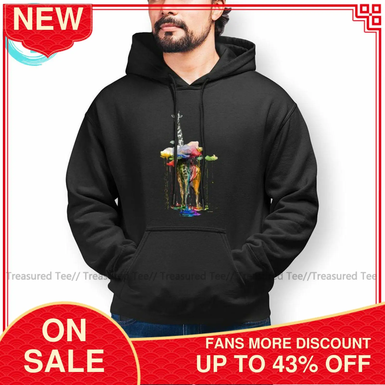 Мужская толстовка с жирафом повседневные хлопковые толстовки длинным рукавом