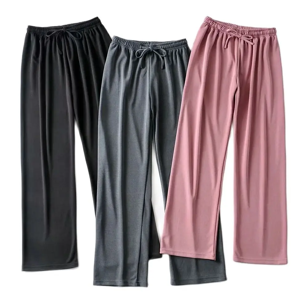 

women straight loose full length Soft Comfort high waist pants Female fashion Elastic waist Trousers Mujer Ankle-Length Slacks