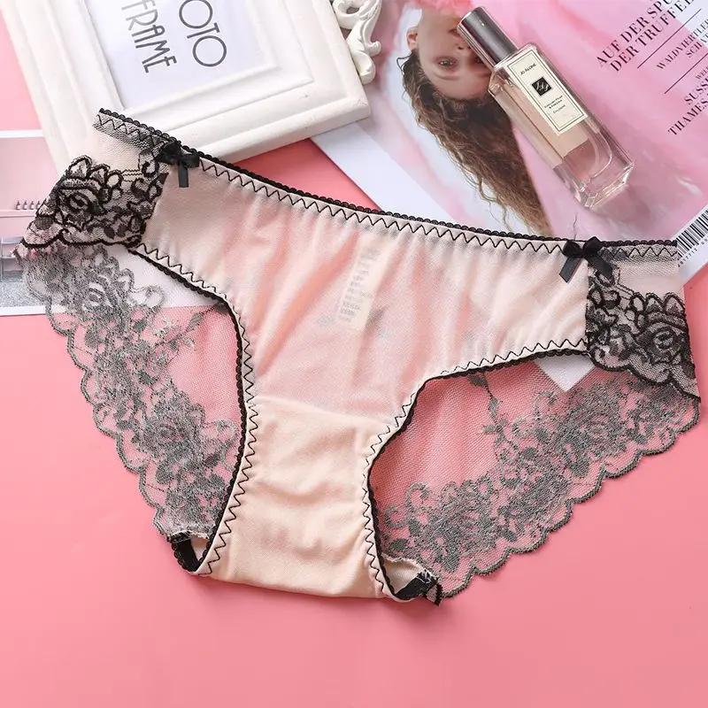 

2019 New Sexy Fashion Underwear Women Delicate embroidery low-waist lace Trousers Pure Cotton Crotch Lace Underwear for Women