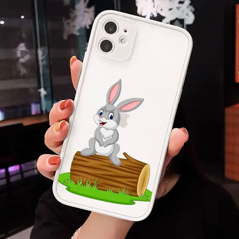 

Cute cartoon Rabbit pink heart Phone Cases Matte Transparent for iPhone 7 8 11 12 s mini pro X XS XR MAX Plus cover funda
