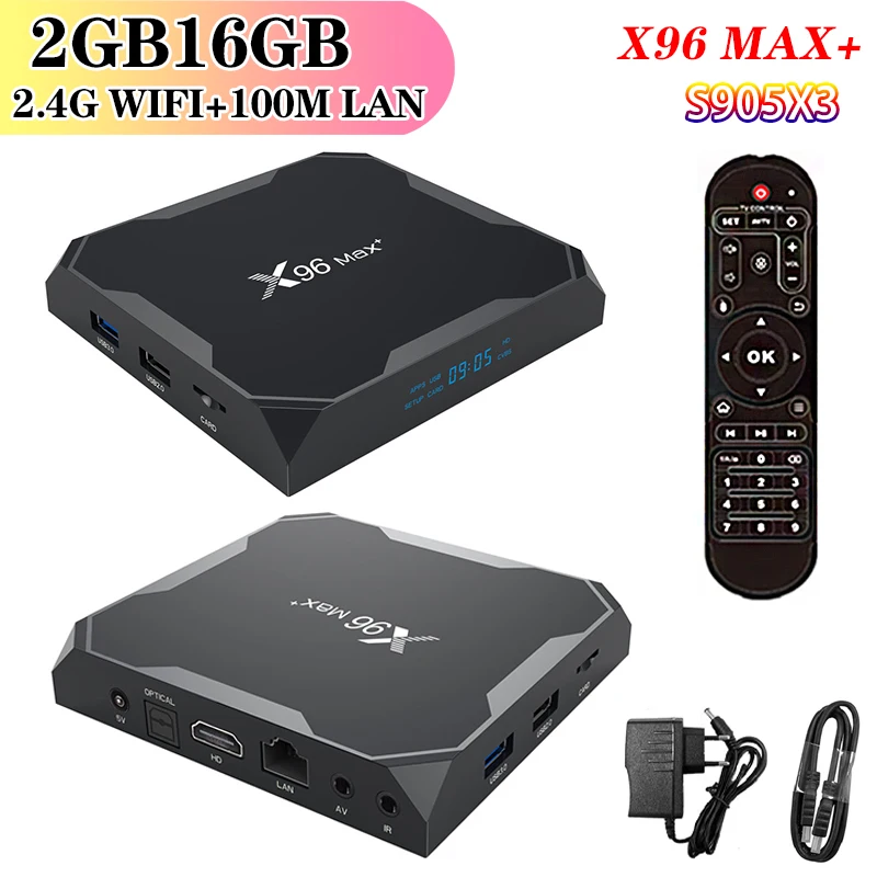 X96 MAX Plus Android 9,0 tv BOX 4 Гб ram Amlogic S905X3 2 Гб 16 Гб 8K видео плеер 2,4G& 5GDual Wifi Youtube HD 1000M смарт-X96 MAX - Цвет: 2G16G 2.4GWIFI 100M
