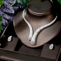 hibride new arrivial 2pcs necklace earring jewelry set for women wedding party full zircon dubai bridal jewelry set gift n 1811