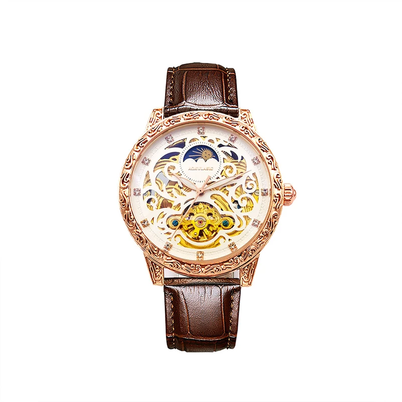 AOKULASIC/Augulas automatic mechanical watch hollow retro engraved watch male