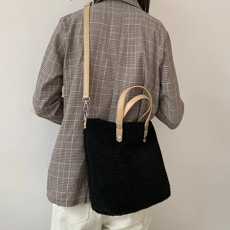 Мягкая Плюшевая кашемировая сумка из плюша для женщин простая модная