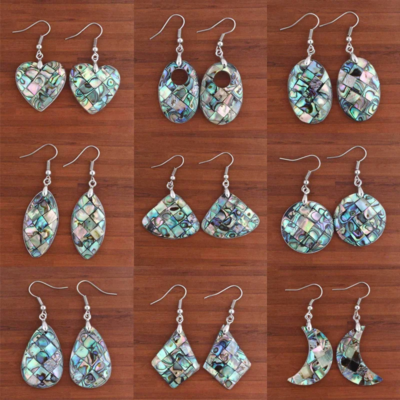 Натуральный Абалон ракушка кулон из бисера серьги крючки для сережек Овальный