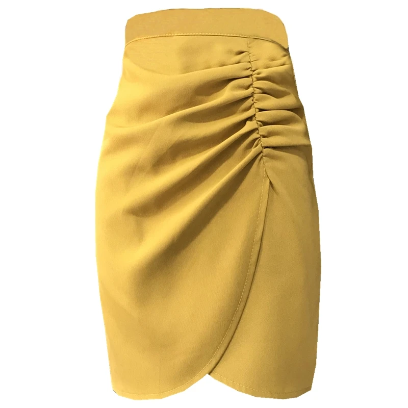 

Tall waist temperament professional package hip skirt new irregular fold summer skirts female sexy black skirt