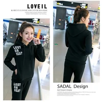 autumn and spring new fashion women suit womens tracksuits casual set with a hood fleece sweatshirt two pieces set